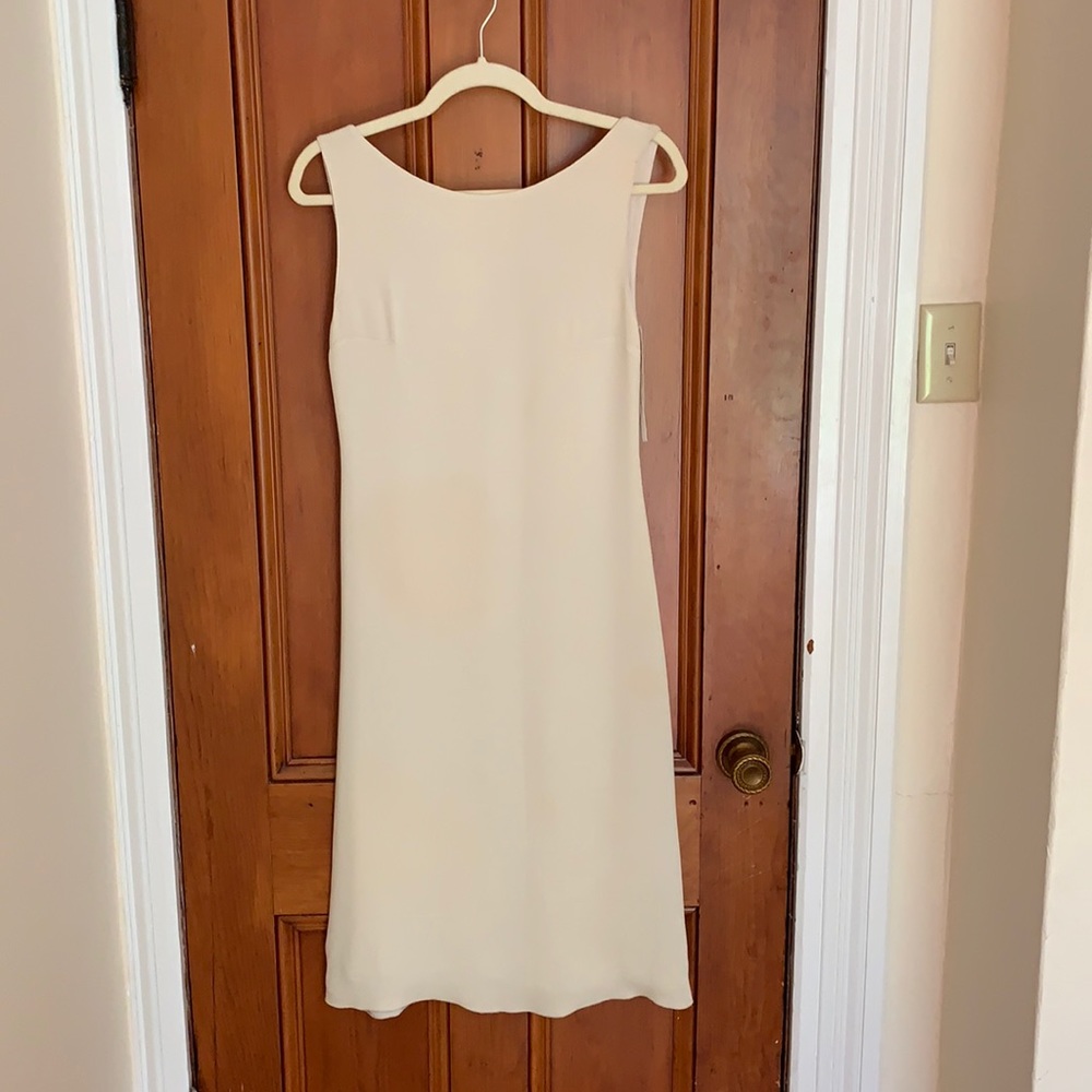 Beige vintage Valentino V-back midi dress size 6